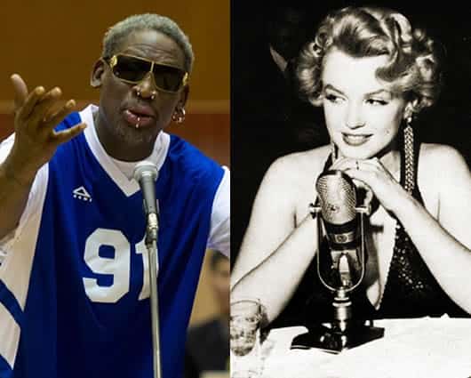 Dennis Rodman (Izq.) y Marilyn Monroe (der.) interpretaron el cumpleaños a un primer mandatario. Foto: Archivo