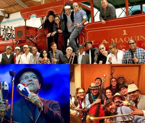 Los Van Van de Cuba (Sup), Ruben Blades (Izq.) Toño Barrio (der.) artistas en el Festival. Foto: Oficial