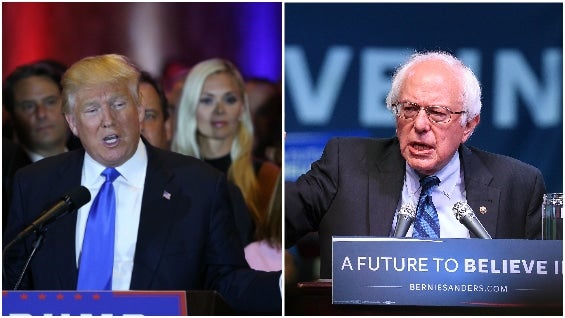 Donald Trump, precandidato del Partido Republicano; y Bernie Sander, precandidato del Partido Demócrata. Foto: AFP.