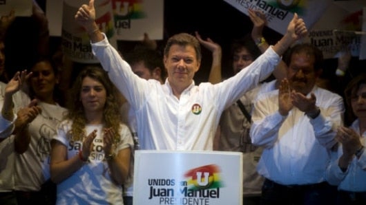 El presidente Juan Manuel Santos en campaña. Foto: AFP