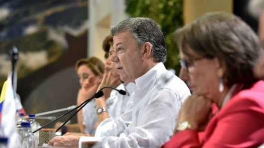 El Presidente Juan Manuel Santos al inaugurar la XXV Cumbre Iberoamericana. Foto SIG