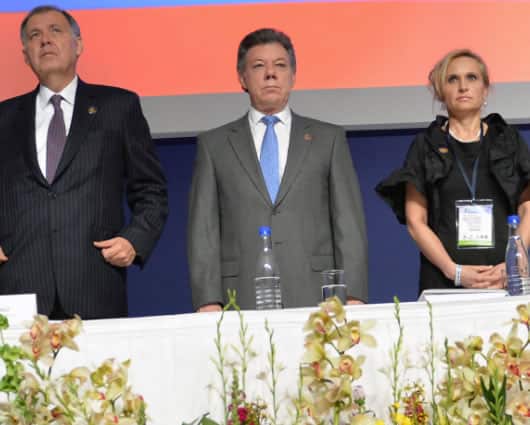 De izquierda a derecha: el procurador Alejandro Ordóñez, el presidente Juan Manuel Santos y la contralora Sandra Morelli.