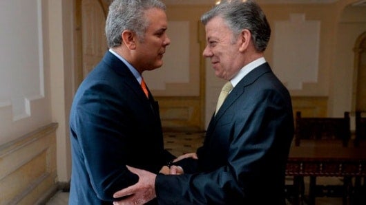 Iván Duque y Juan Manuel Santos se reúnen en la Casa de Nariño. Foto: Presidencia
