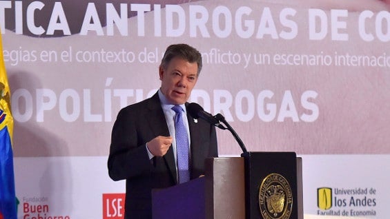 El presidente Santos destacó los beneficios de poder eliminar el narcotráfico en Colombia. Foto: oficial.