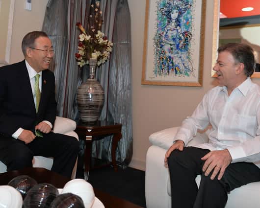 El presidente Santos se reunió conn el Secretario General de la ONU, Ban Ki-moon. SIG