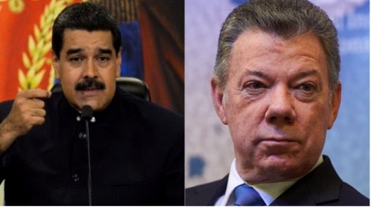 Los presidentes Juan Manuel Santos y Nicolás Maduro. Foto: AFP.