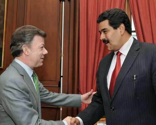 Juan Manuel Santos y Nicolás Maduro tocarán varios temas de los dos países. Foto: AFP