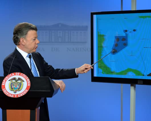 El presidente Juan Manuel Santos anunció decisiones frente al fallo de La Haya. Foto: SIG.