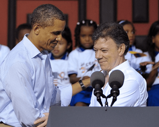 El presidente Barack Obama recibe este martes en la Casa Blanca al presidente Santos. /AFP