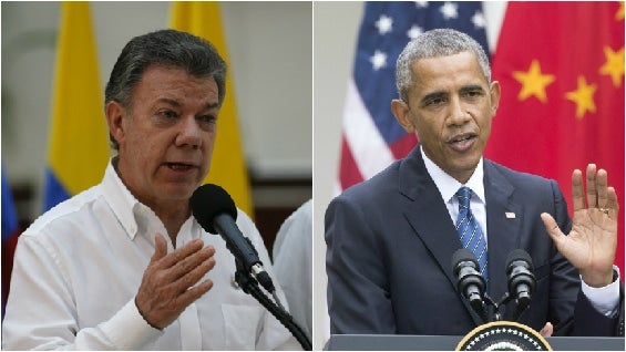 Presidentes Juan Manuel Santos y Barack Obama. Foto: EFE.