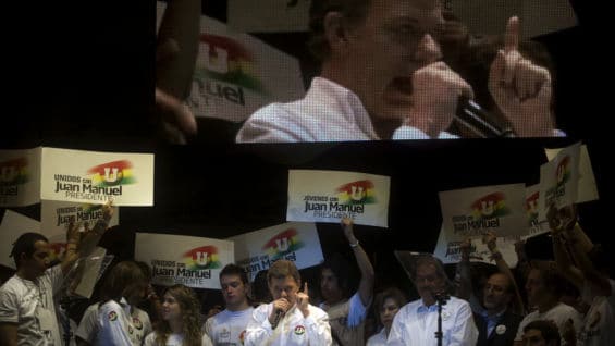 El presidente Juan Manuel Santos en campaña. Foto: AFP