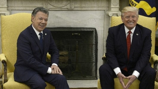 El presidente de Colombia, Juan Manuel Santos, y su homólogo estadounidense Donlad Trump. Foto: Oficial.