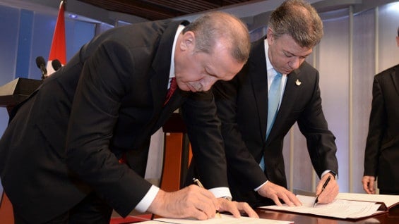 El presidente de Turquía hizo su primera visita oficial a Colombia. Foto: Presidencia