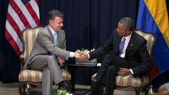 La reunión entre los dos presidentes duró unos 45 minutos. Foto: Presidencia Colombia