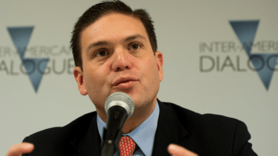 Juan Carlos Pinzón en la conferencia en el Diálogo Interamericano en Washington. Foto. AFP