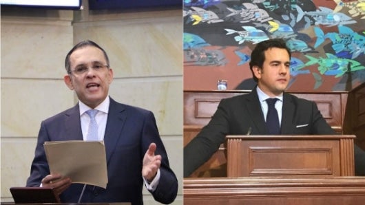 El conservador Efraín Cepeda, presidente del Senado (i) y Rodrigo Lara, presidente de la Cámara (d). Foto: Twitter Oficial.