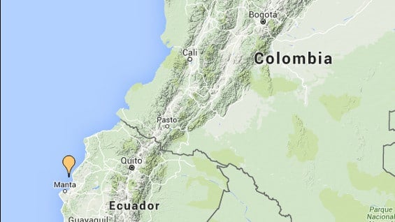 Epicentro del sismo en Ecuador. Foto: Google.