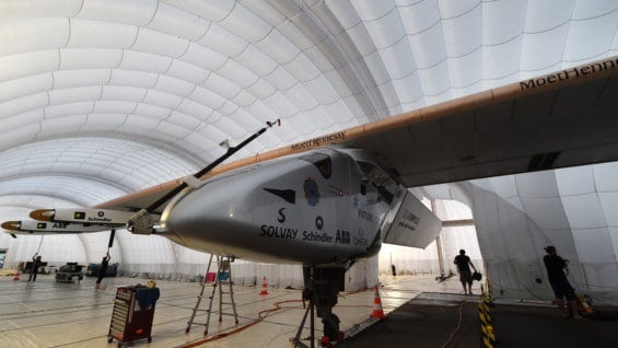Solar Impulse 2 en Japón. Foto: AFP