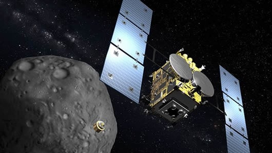 Hayabusa-2 debería alcanzar su objetivo, el asteroide "1999 JU3", a mediasdos de 2018. AFP