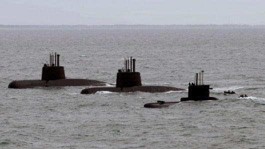 Foto: Tres submarinos de la Armada de Argentina / AFP