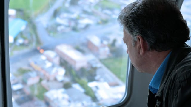 El presidente Santos sobrevoló las zonas afectadas por el paro nacional. Foto: Presidencia.