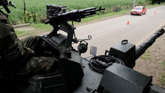 Vehículo blindado del Ejército Nacional. Foto: AFP