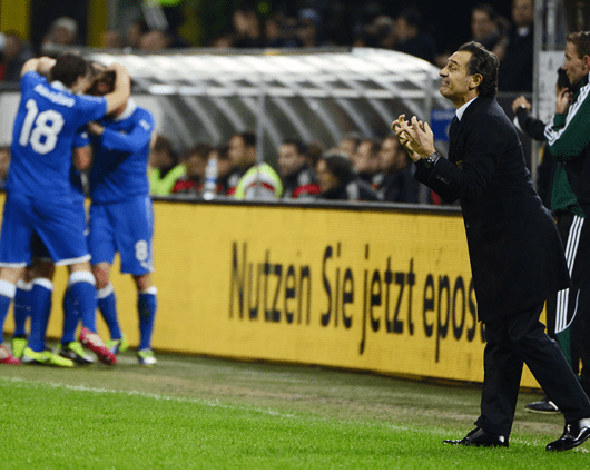 Cesare Prandelli entrenador de Italia. Foto : AFP