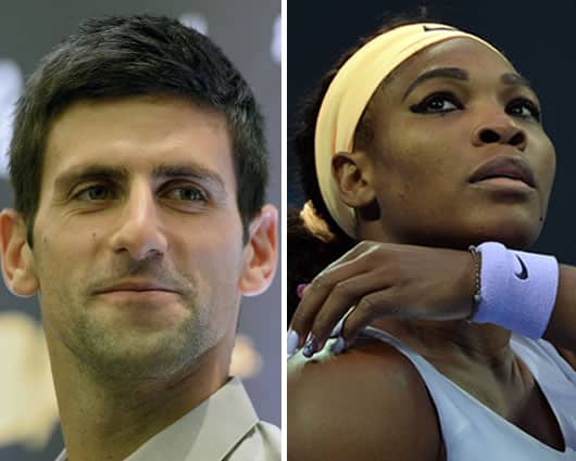 Novak Djokovic y Serena William. AFP