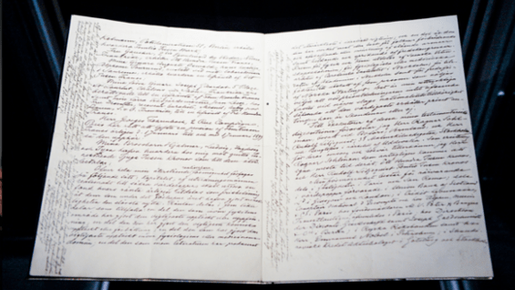 El testamento se encuentra en el Museo Nobel en Estocolmo. Foto. AFP