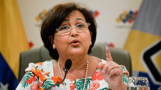 Tibisay Lucena, presidenta del Consejo Nacional Electoral de Venezuela. Foto: AFP.