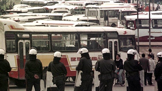 Son 10.000 buses que cubren 66 rutas en Bogotá. Foto: AFP