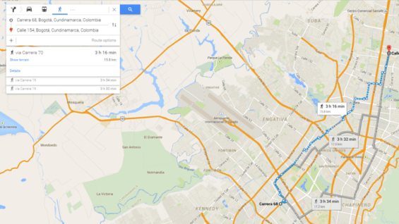 Mediante colores, la app señala el estado del tráfico en la ciudad.