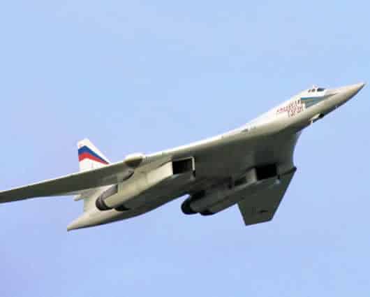 Aviones militares rusos Tupolev 160. Foto: AFP.