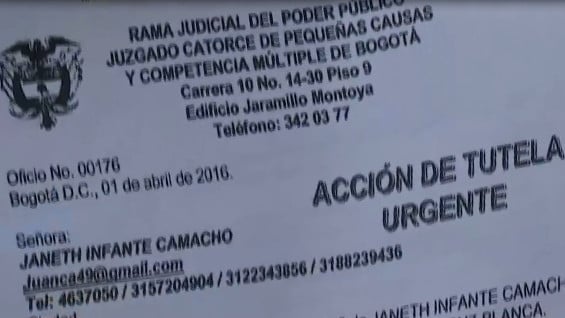 El esposo de la paciente asegura que la EPS siempre les pone trabas para no cumplir sus obligaciones. Foto: Noticias RCN.