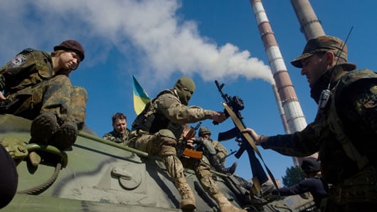 Tropas prorrusas en Lugansk. Foto: AFP