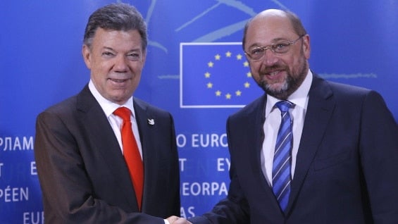 El presidente Santos avanza en su gira por Europa en busca de recursos para el postconflicto. Foto: EFE