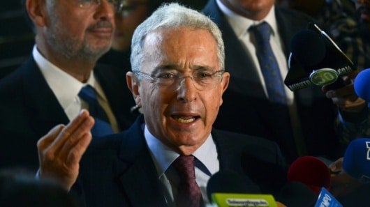 El expresidente y senador del Centro Democrático Álvaro Uribe Vélez. Foto: AFP