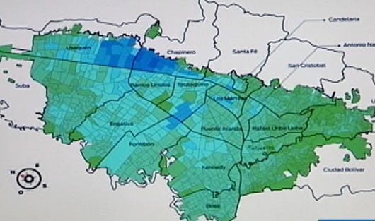 En color azul, se encuentran las zonas más costosas de Bogotá.