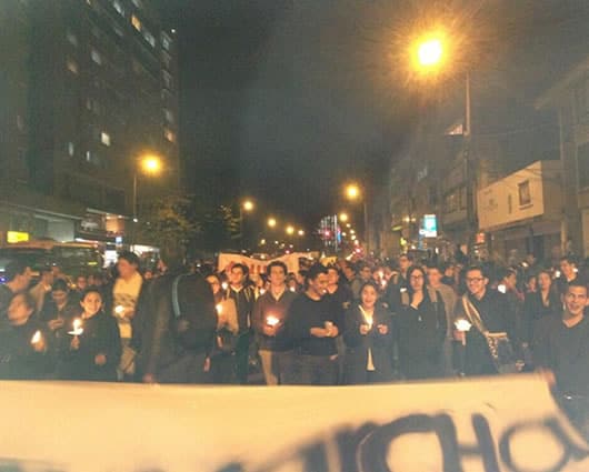 Los manifestantes recorrieron la carrera séptima de Bogotá / @mcpinzoni