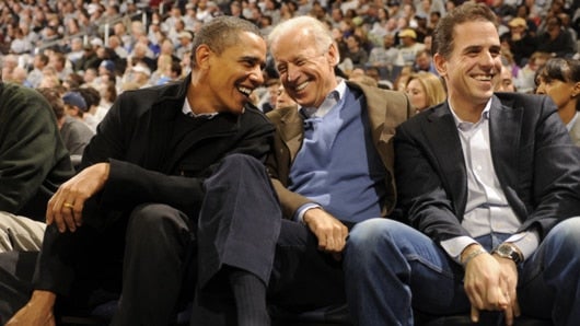 Barack Obama, presidente de EE.UU.; Joe Biden, vicepresidente de EE.UU. y Hunter Biden, hijo menor del vicepresidente. (De Izq-der) Foto: AFP.