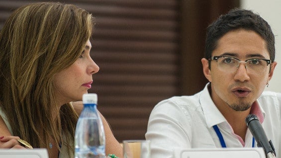José Antequera en compañía de Ángela María Giraldo. Foto: AFP.