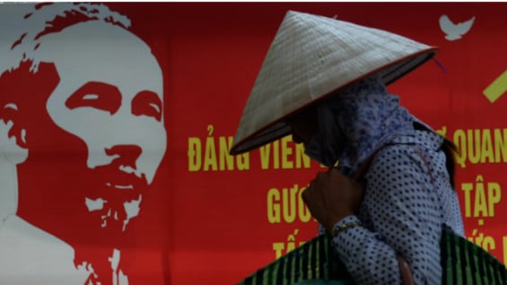 Mural de Ho Chi Minh en la ciudad que lleva su nombre, antigua Saigón. Foto: AFP