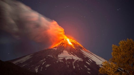 Volcán Villarrica, de unos 2.800 metros de altura. Foto: AFP