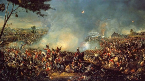 La batalla, que significó la rendición de Napoleón, se llevó a cabo en lo que hoy es Bélgica. Foto: Fresco de William Sadler