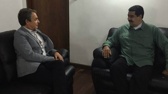 El exjefe de Gobierno de España José Luis Rodríguez Zapatero y el presidente de Venezuela, Nicolás Maduro. Foto: @DrodriguezVen.