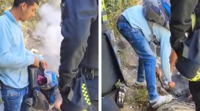 Video de venezolanos quemando caucho en bosque Soacha