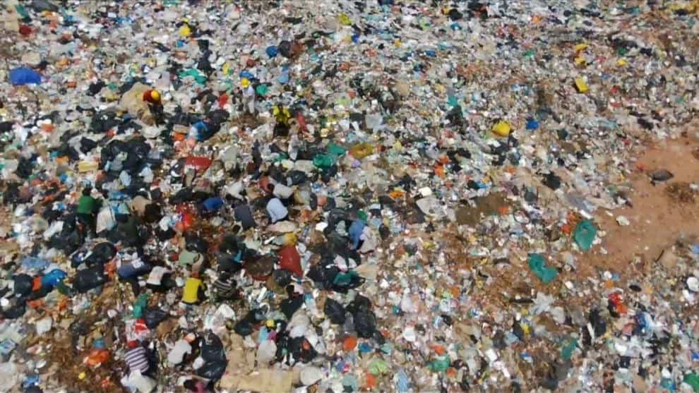 Los menores buscan sus alimentos en medio de la basura.