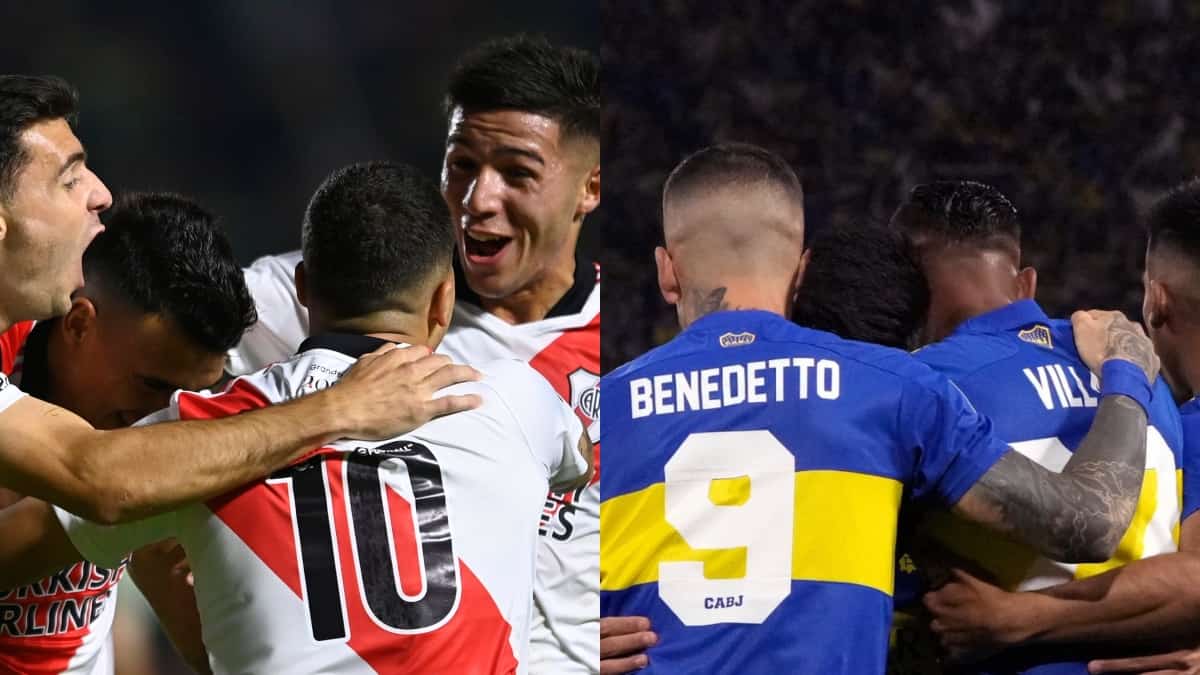 Juan Fernando Quintero (River Plate) y Sebastián Villa (Boca Juniors)