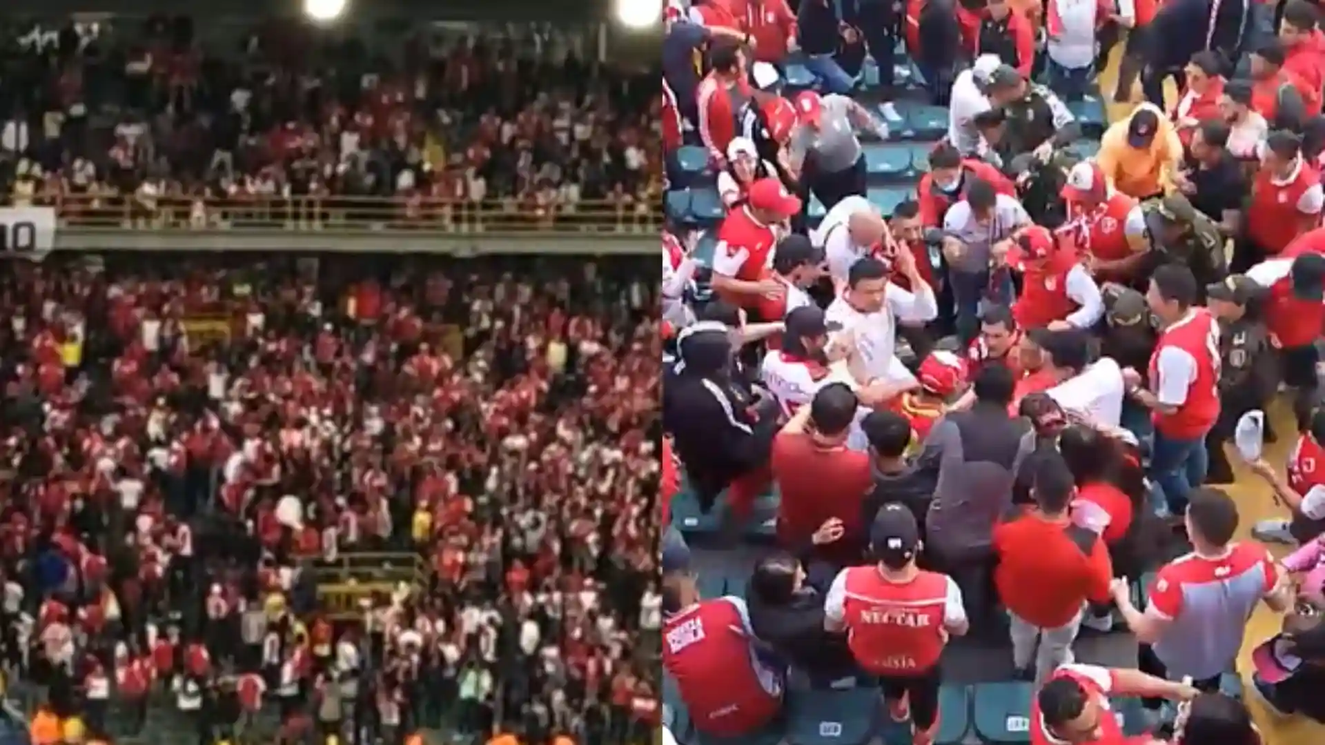 Fuertes enfretamientos en el juego entre Santa Fe vs. Nacional