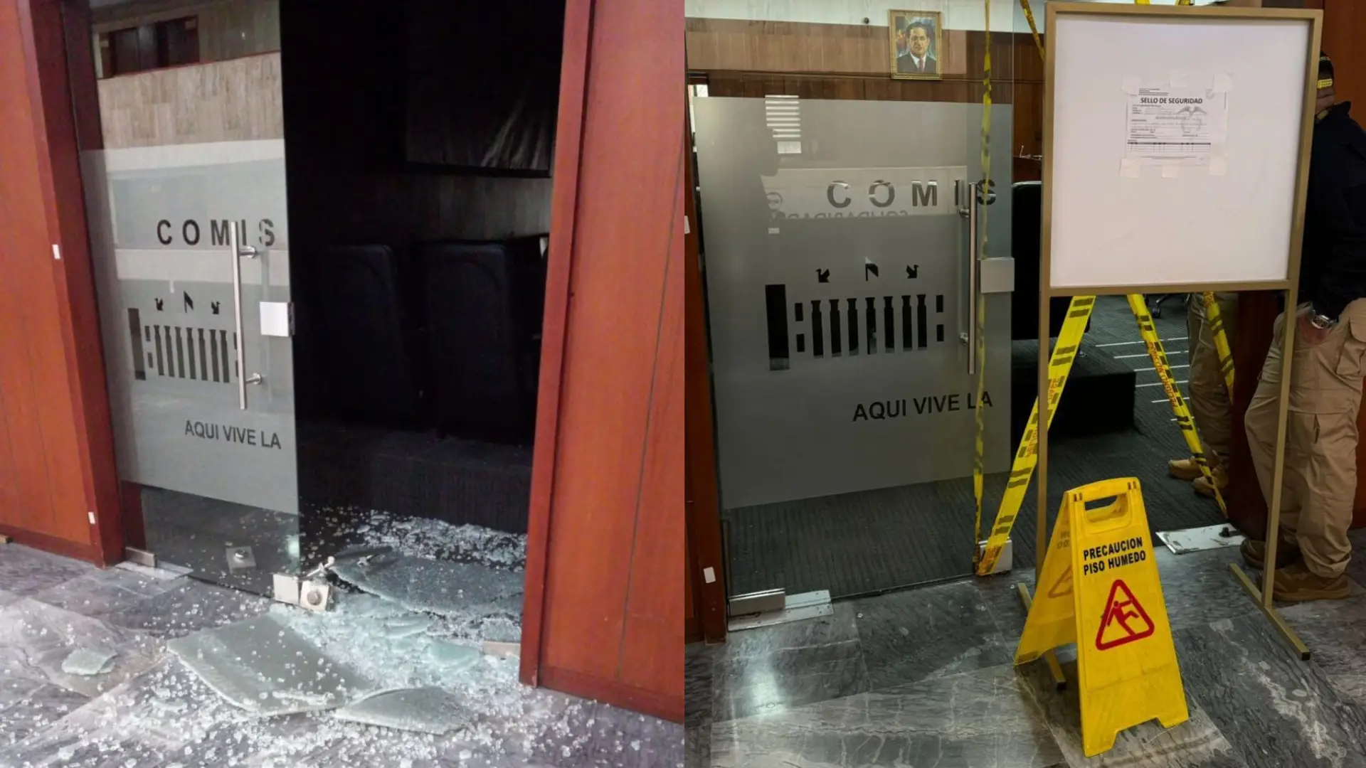 Esto fue lo que pasó con la puerta de la Comisión Séptima del Senado